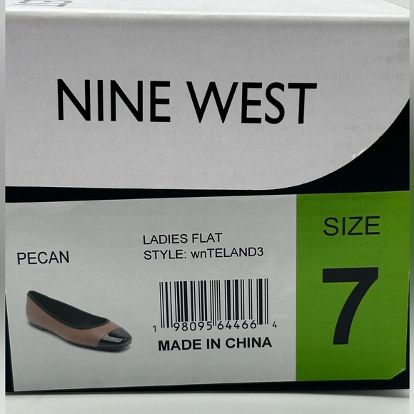 Nine West Teland3 Flats | Two-Tone Pecan & Black Cap Toe Ballet Shoes Size 7 NWB - Picture 11 of 12